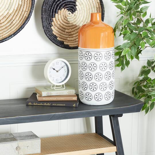 White Stoneware Transitional Vase, 20" x 12" x 10"